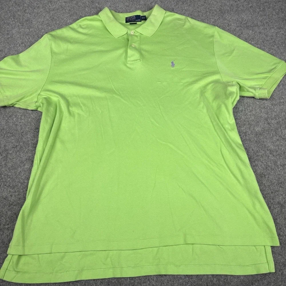Polo Ralph Lauren Polo Shirt Mens 2XL Lime Green Short Sleeve Preppy Purple Pony